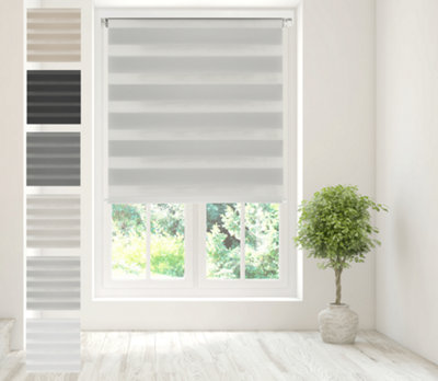 Caecus Blinds Day & Night Zebra Roller Blind Light Grey 100cm DIY at B&Q