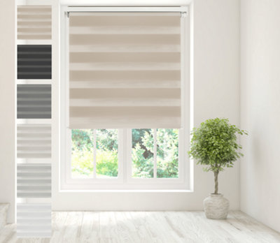 Caecus Blinds Day & Night Zebra Roller Blind Taupe 100cm  x 160cm