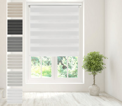 Caecus Blinds Day & Night Zebra Roller Blind WHITE 110cm  x 160cm