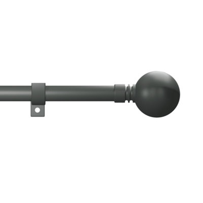 Caecus Blinds Eyelet Metal Extendable Curtain Pole 25/28 070-120cm Painted Grey Ball