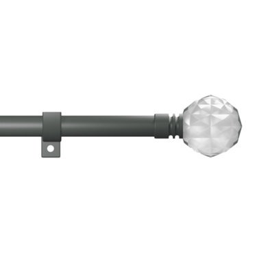 Caecus Blinds Eyelet Metal Extendable Curtain Pole 25/28 070-120cm Painted Grey Crystal