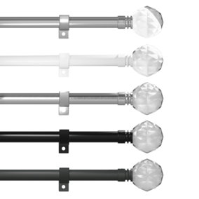 Caecus Blinds Eyelet Metal Extendable Curtain Pole 25/28 070-120cm Painted White Crystal