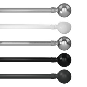 Caecus Blinds Eyelet Metal Extendable Curtain Pole 25/28 210-400cm Brushed Chrome Ball