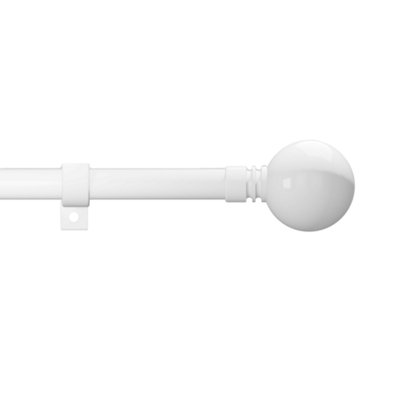 Caecus Blinds Eyelet Metal Extendable Curtain Pole 25/28 210-400cm Painted White Ball