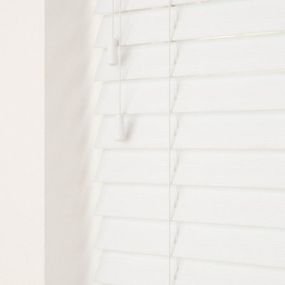 Caecus Blinds Faux Wood Venetian Blind 50mm Slats Corded White 120cm Width x 120cm Drop