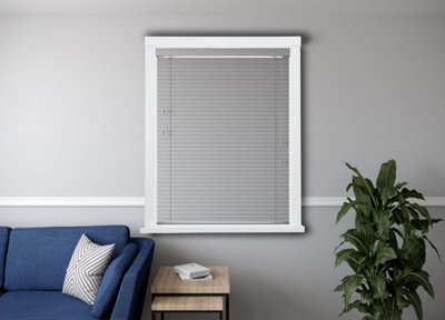 Caecus Blinds Faux Wood Venetian Blind 50mm Slats Deluxe Corded Light Grey 105cm Width x 160cm Drop