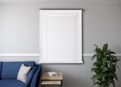 Caecus Blinds Faux Wood Venetian Blind 50mm Slats Deluxe Corded White 105cm Width x 160cm Drop