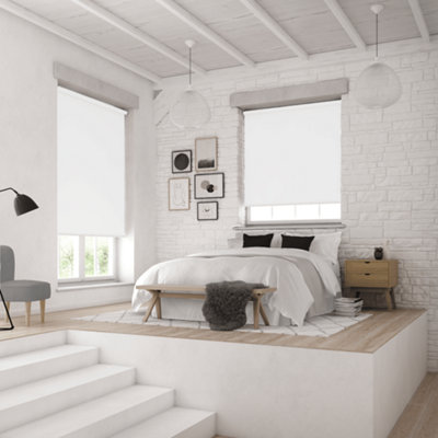 Caecus Blinds Made to Measure Blackout Premium 32mm Roller Blind Snow White Up to 60cm Width x Up to 160cm Drop