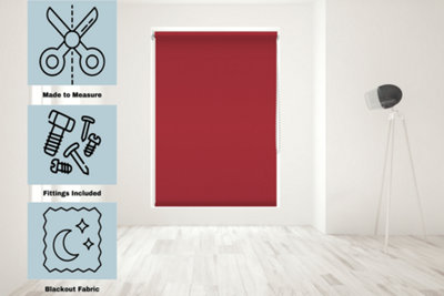 Caecus Blinds Made to Measure Blackout Roller Blind Red 180cm