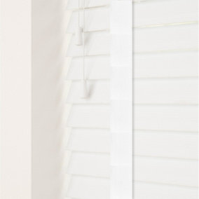 Caecus Blinds Made To Measure Faux Wood Venetian Blind Tapes White 105cm Width x 120cm Drop