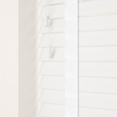 Caecus Blinds Made To Measure Faux Wood Venetian Blind Tapes White 105cm Width x 160cm Drop