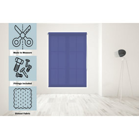Caecus Blinds Made To Measure Straight Edge Daylight  Roller Blind Electric Blue 060cm