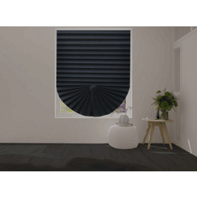 Caecus Blinds Self-Adhesive Lightweight Pleated Blinds 090cmx150cm Black Pack of 6
