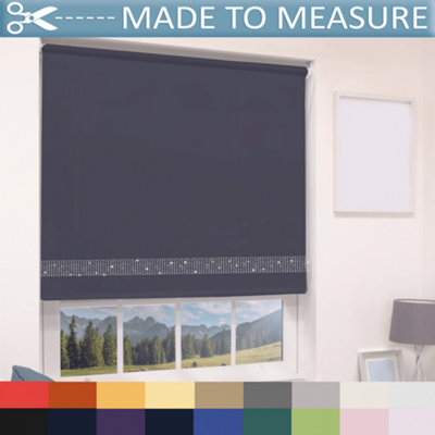 Caecus Made to Measure Blackout Diamante Roller Blind Navy 060cm DIY