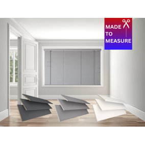 Caecus Made To Measure Real Wood Venetian Blinds  Grey 165cm Width x 200cm Drop String