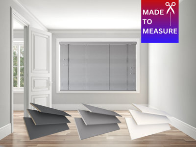 Caecus Made To Measure Real Wood Venetian Blinds String Grey 105cm Width x 160cm Drop