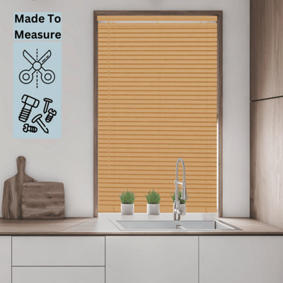 Caecus MTM Woodgrain Effect PVC Venetian Blind Teak 75cm width x 150cm drop