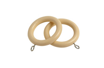 Caecus Wooden Poles 28mm Pack of 12 Rings Cream