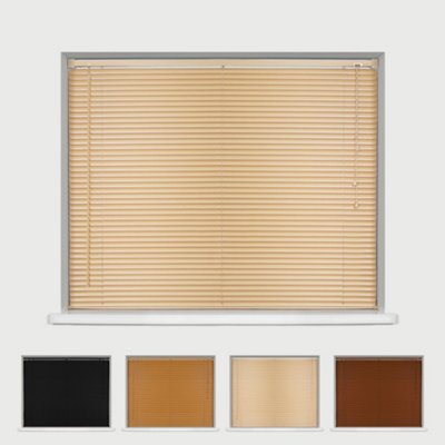 Caecus WoodgrainEffect PVC Long Drop Venetian Blinds Natural 165cm Width x 210cm Drop