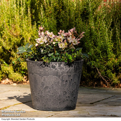 Caesar 50cm Planter Marble Charcoal x 2