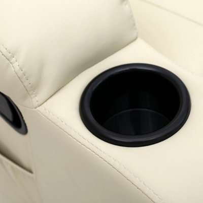 Caesar Bonded Leather Manual Recliner Armchair with Rocking Swivel Heat and Massage (Cream)