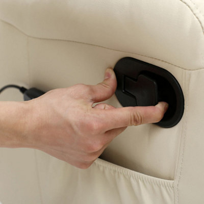 Caesar Bonded Leather Manual Recliner Armchair with Rocking Swivel Heat and Massage (Cream)