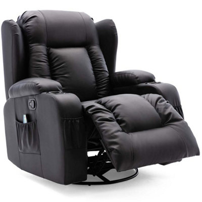 Caesar Bonded Leather Recliner Armchair Sofa Home Lounge Chair Reclining Gaming (Black)