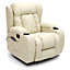 CAESAR BONDED LEATHER RECLINER ARMCHAIR SOFA HOME LOUNGE CHAIR RECLINING GAMING (Cream)