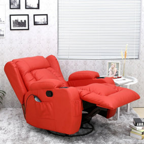 CAESAR BONDED LEATHER RECLINER ARMCHAIR SOFA HOME LOUNGE CHAIR RECLINING GAMING (Red)