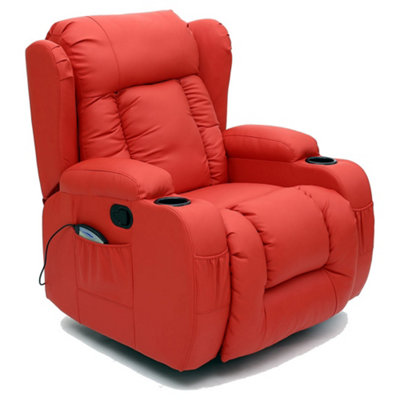 Caesar Bonded Leather Recliner Armchair Sofa Home Lounge Chair Reclining Gaming (Red)