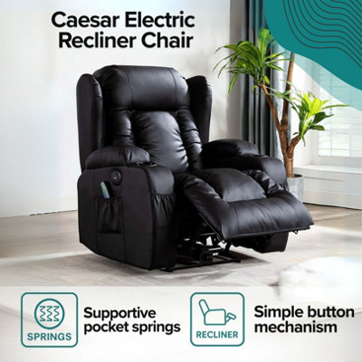 Caesar Electric Bonded Leather Automatic Recliner Armchair Sofa