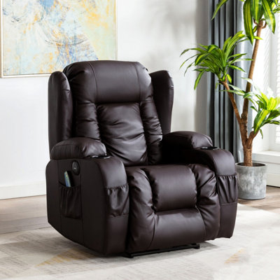 Caesar Electric Bonded Leather Automatic Recliner Armchair Sofa Home Lounge Chair (Brown)