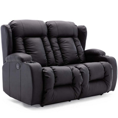 Caesar Electric Recliner Bonded Leather 1+2+3 Seater Sofa Set (Black)