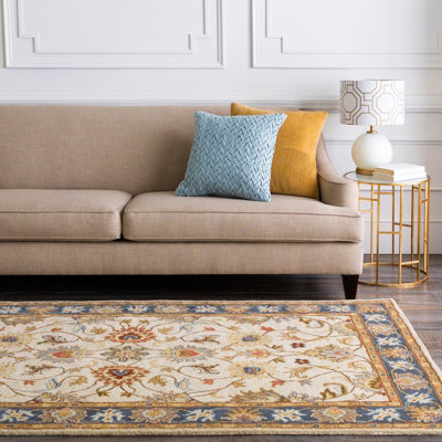Caesar-Hand Tufted Blue Brown Wool Traditional Living Dining Bedroom ...