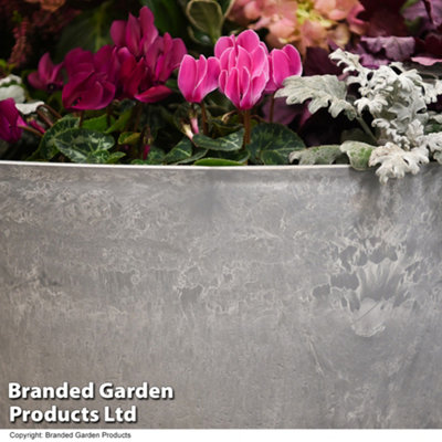 Caesar Marble Effect Bowl Planter for Garden Outdoor Patio Grey Large (x1)