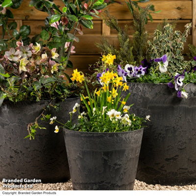 Caesar Planters Marble Charcoal Set of 3