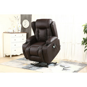 Caesar Single Motor Electric Rise Recliner Bonded Leather Armchair Electric Lift Riser Chair (Brown)