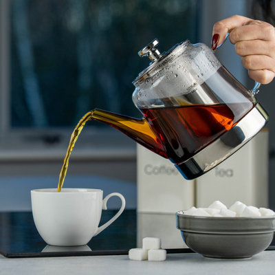 HEFTMAN Clear Glass Teapot With Infuser – 800ml Heat-Resistant Loose Leaf Tea Brewer