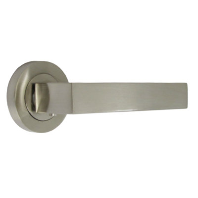 Cafri Door Handle Lock Key Modern Satin Nickel Rectangular Lever on ...