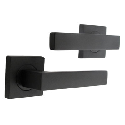 Cafri Door Handle Matt Black Rectangular Lever on Square Rose Internal Latch Doors Handles Price Comparisons | Compare The Build