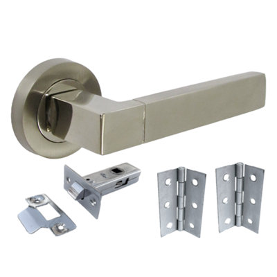 Cafri Line Door Handle Modern Satin Nickel Lever on Rose Internal Doors