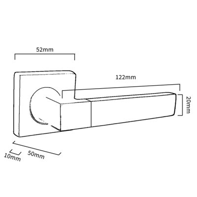 Cafri Line Door Handle Satin Nickel Rectangular Lever on Square Rose ...