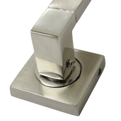 CAFRI LINE DOOR HANDLE SATIN NICKEL RECTANGULAR LEVER ON SQUARE ROSE ...
