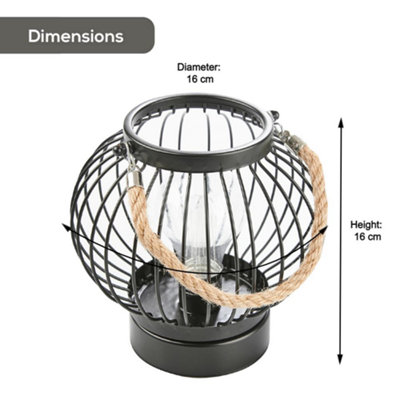 Cage Lantern with Edison Bulb - Black Metal - 5