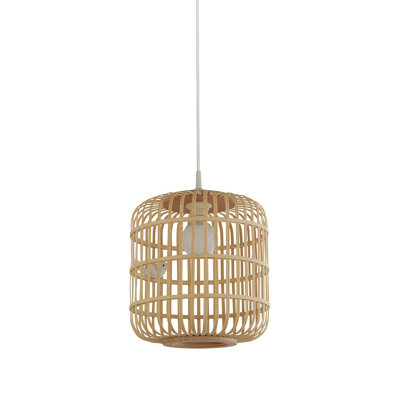 Cage Weave Natural Rattan Style Open Lattice Pendant Light Shade