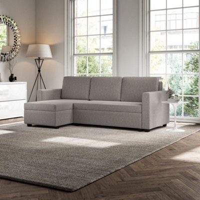 Cagliari Corner Ottoman Linear Grey Sofa Bed