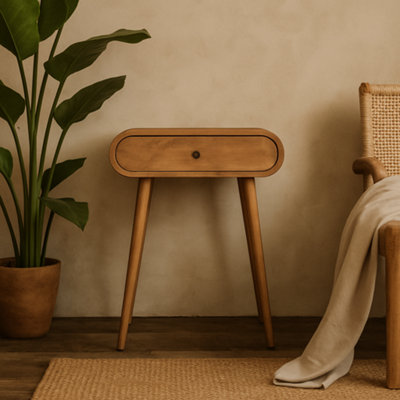 Cagliari Mini Curved Mango Wood Console Table with Drawer
