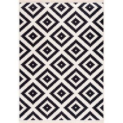 Caimas Collection Washable Rugs in Black  2980B