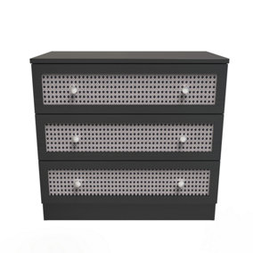 Cairo 3 Drawer Chest in Smooth Black (Ready Assembled)