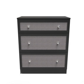 Cairo 3 Drawer Deep Chest in Smooth Black (Ready Assembled)